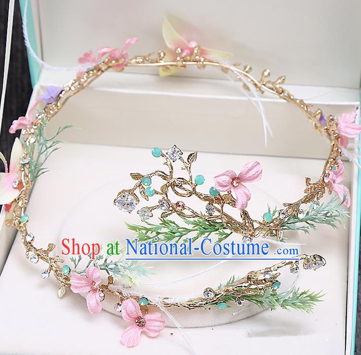 Top Grade Handmade Wedding Bride Hair Accessories Princess Flowers Hair Clasp Headband, Traditional Baroque Hair Claw Headband Headpiece for Women