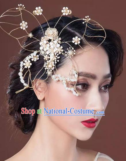 Top Grade Handmade Wedding Bride Hair Accessories Pearl Butterfly Hair Claw, Traditional Princess Baroque Hair Stick Headpiece for Women