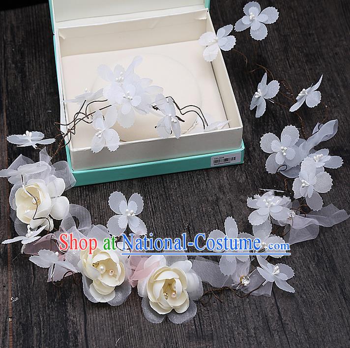 Top Grade Handmade Wedding Bride Hair Accessories Flowers Hair Clasp, Traditional Baroque Princess Headband Hair Stick Headpiece for Women