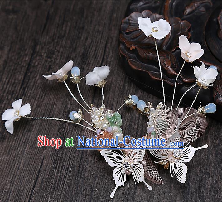 Top Grade Handmade Wedding Bride Hair Accessories Butterfly Hair Claw, Traditional Baroque Princess Hair Stick Headpiece for Women