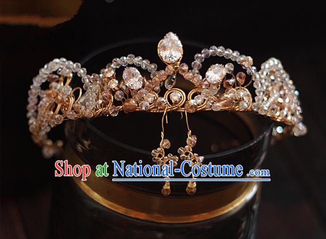 Top Grade Handmade Wedding Hair Accessories Bride Diamante Zircon Crown, Traditional Baroque Queen Crystal Royal Crown Wedding Headwear for Women