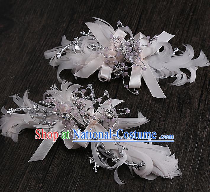 Top Grade Handmade Wedding Bride Hair Accessories Crystal Hair Claw, Traditional Baroque Princess Hair Stick Headpiece for Women