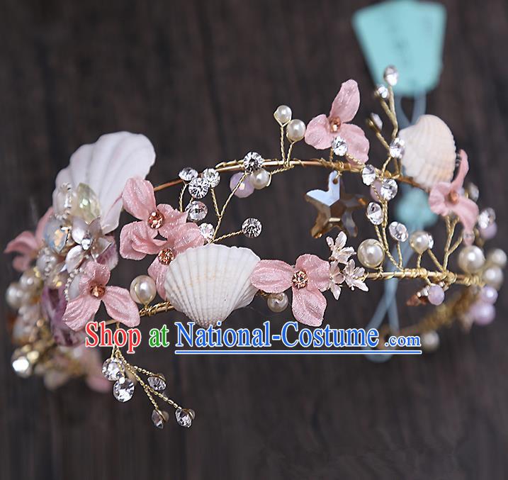 Top Grade Handmade Wedding Hair Accessories Bride Flower Shell Hair Clip, Traditional Baroque Princess Hair Clasp Headpiece for Women