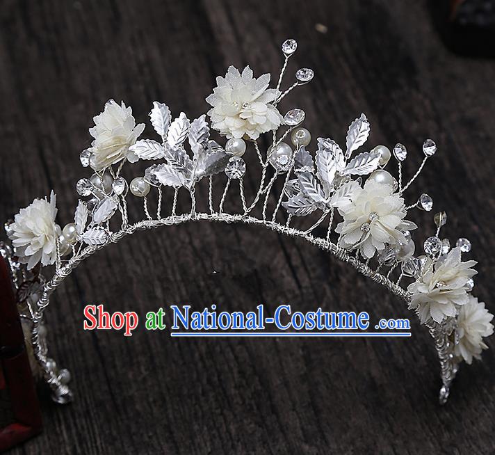 Top Grade Handmade Wedding Hair Accessories Bride Princess Flowers Hair Clasp, Traditional Baroque Queen Retro Royal Crown Wedding Headwear for Women