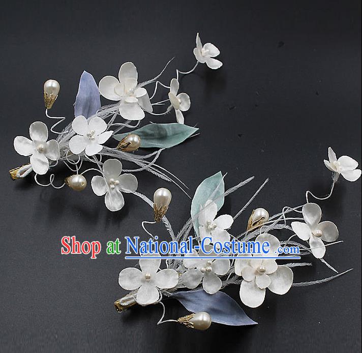 Top Grade Handmade Wedding Hair Accessories Bride Flower Hair Stick, Traditional Baroque Princess Hair Clip Headband Headpiece for Women