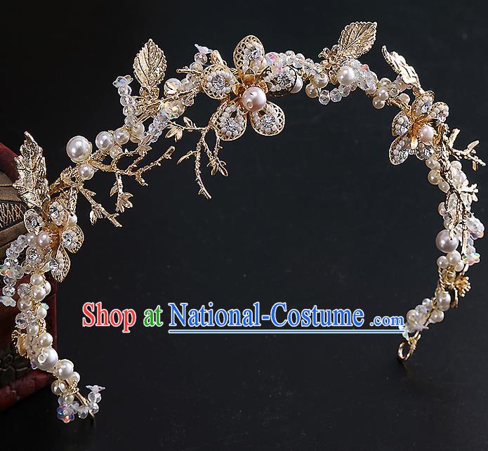 Top Grade Handmade Wedding Hair Accessories Bride Crystal Hair Clasp, Traditional Baroque Princess Pearl Headband Hair Clip Headpiece for Women