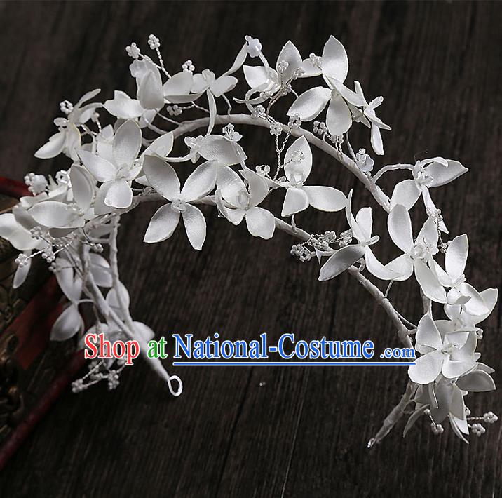 Top Grade Handmade Wedding Dragonfly Hair Accessories Bride Flowers Hair Clasp, Traditional Baroque Princess Crown Headband Headpiece for Women