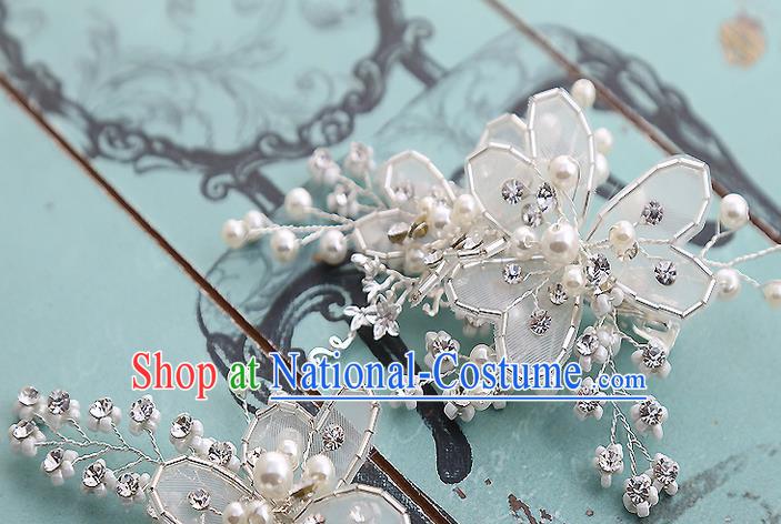 Top Grade Handmade Wedding Hair Accessories Bride Headband Beads Hair Claw, Traditional Baroque Princess Hair Stick Headdress for Women