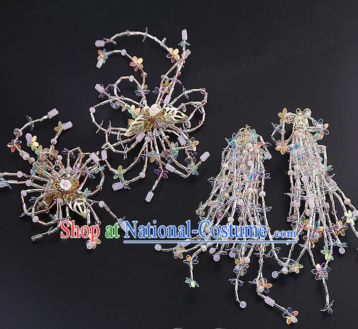 Top Grade Handmade Wedding Dragonfly Hair Accessories Bride Hair Stick and Earrings, Traditional Baroque Princess Hair Clasp Headband Headdress for Women