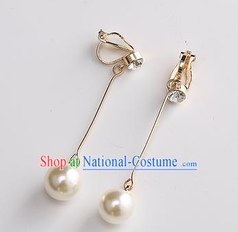 Top Grade Handmade China Wedding Bride Accessories Crystal Earrings, Traditional Princess Wedding Pearl Eardrop Jewelry for Women