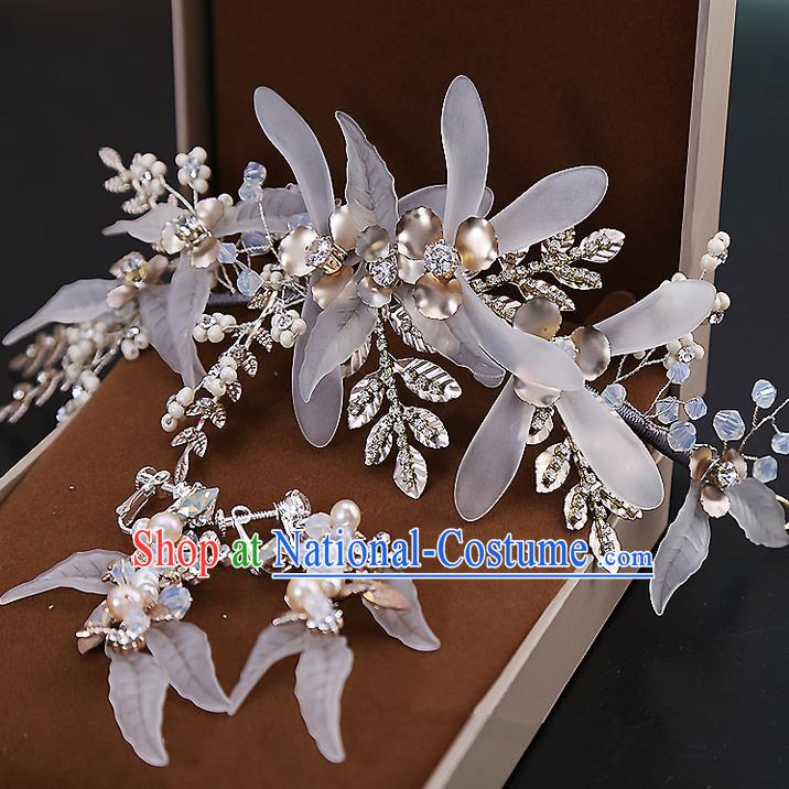 Top Grade Handmade Wedding Dragonfly Hair Accessories Bride Crystal Hair Clasp and Earrings, Traditional Baroque Princess Hair Stick Headband Headdress for Women