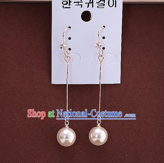 Top Grade Handmade China Wedding Bride Accessories Long Tassel Earrings, Traditional Princess Wedding Pearl Eardrop Jewelry for Women