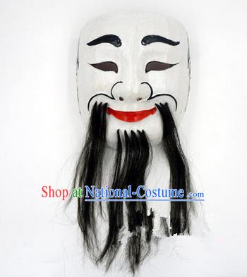 Traditional Chinese Ancient Peking Opera Accessories Mask, Traditional Chinese Beijing Opera God of Wealth White Masks