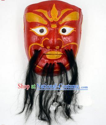 Traditional Chinese Ancient Peking Opera Accessories Mask, Traditional Chinese Beijing Opera God of Wealth Red Masks