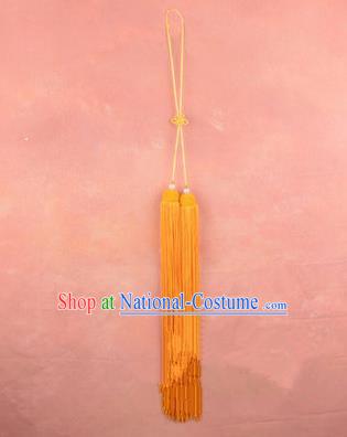 Traditional Chinese Ancient Peking Opera Taiji Sword Tassel, Traditional Chinese Beijing Opera Yellow Long Tassel Straightsword