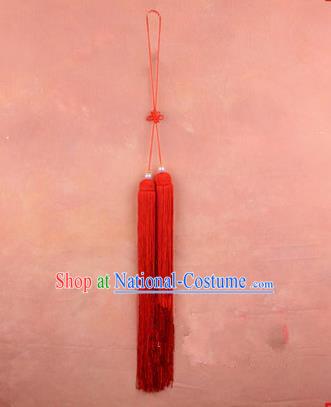 Traditional Chinese Ancient Peking Opera Taiji Sword Tassel, Traditional Chinese Beijing Opera Red Long Tassel Straightsword