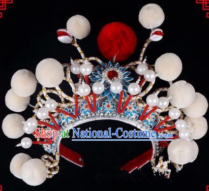 Traditional Chinese Ancient Peking Opera Accessories Madam White Snake Hat, Traditional Chinese Beijing Opera Hua tan Diva Headwear Crown