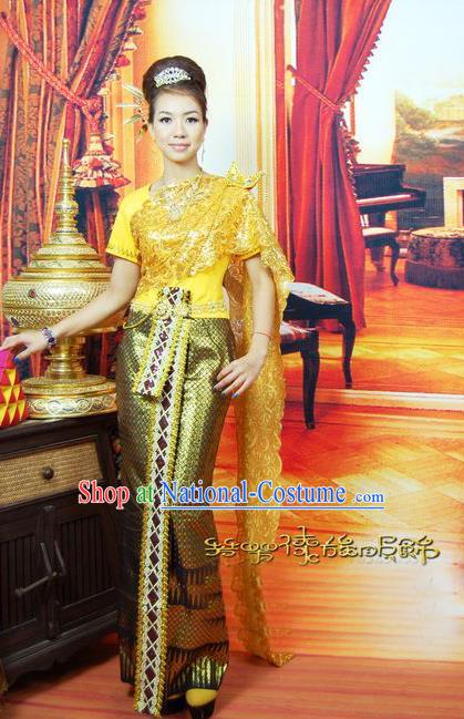 Traditional Thailand Clothing Southeast Asia Thai Ancient Costumes and Hair Accessories Sari