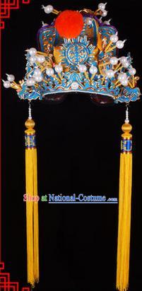 Traditional Chinese Ancient Peking Opera Accessories Emperor Hat, Traditional Chinese Beijing Opera Court King Headwear Nine Dragons Crown