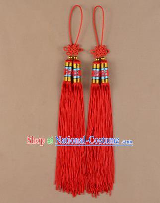 Traditional Chinese Ancient Peking Opera Taiji Sword Tassel, Traditional Chinese Beijing Opera Red Long Tassel Straightsword Hat Tassels