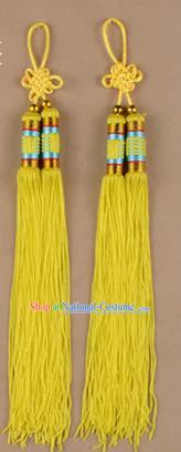 Traditional Chinese Ancient Peking Opera Taiji Sword Tassel, Traditional Chinese Beijing Opera Yellow Long Tassel Straightsword Hat Tassels