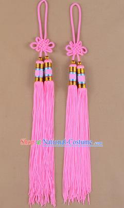 Traditional Chinese Ancient Peking Opera Taiji Sword Tassel, Traditional Chinese Beijing Opera Pink Long Tassel Straightsword Hat Tassels