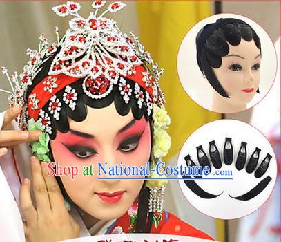 Top Grade Chinese Ancient Peking Opera Hair Temples Wigs, Traditional Chinese Beijing Opera Hua Tan Head-ornaments