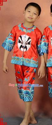 Traditional Chinese Beijing Opera Children Clothing, China Peking Opera Facial Makeup Costumes for Kids