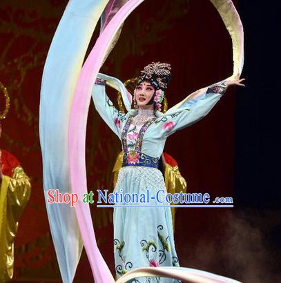 Traditional Chinese Beijing Opera Shaoxing Opera Young Female Water Sleeve Clothing, China Peking Opera Diva Role Hua Tan Costume Embroidered Opera Costumes