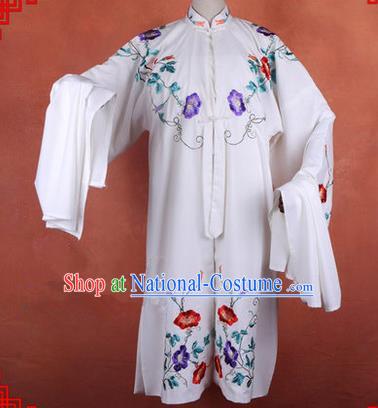 Traditional Chinese Beijing Opera Shaoxing Opera Young Female Clothing, China Peking Opera Diva Role Hua Tan Costume Embroidered Morning Glory Opera Costumes