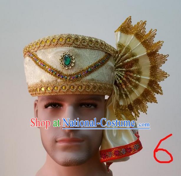 Traditional Traditional Thailand Accessories Green Crystal Hat, Southeast Asia Thai Dai Nationality Headwear for Men