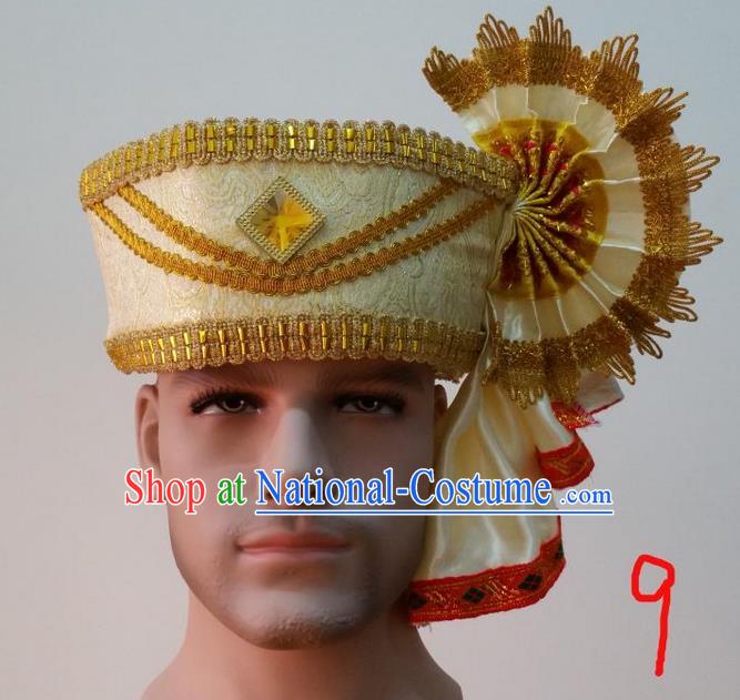 Traditional Traditional Thailand Accessories Crystal Hat, Southeast Asia Thai Dai Nationality Headwear for Men