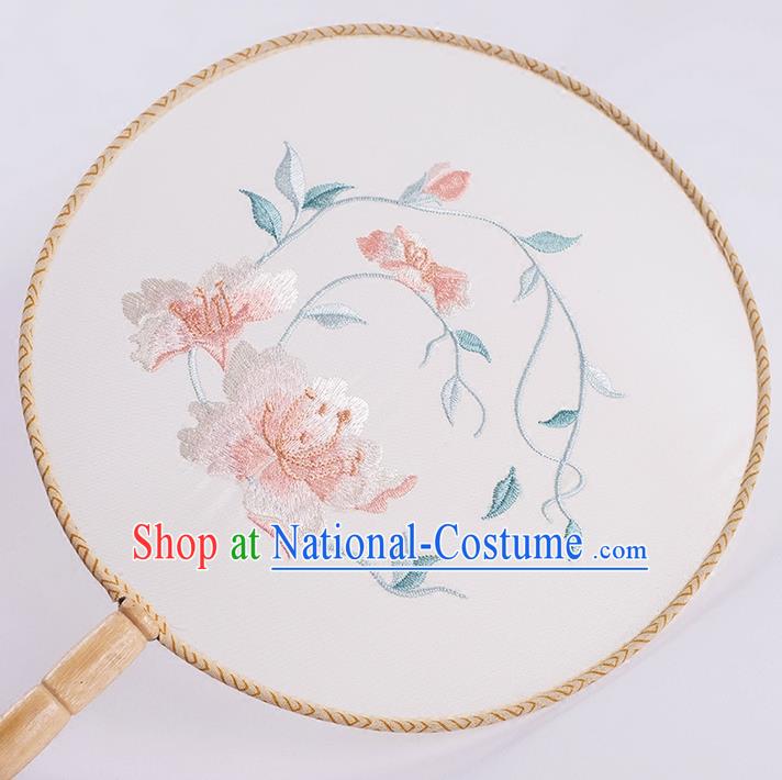 Traditional Chinese Ancient Silk Embroidered Peony Round Fans for Women