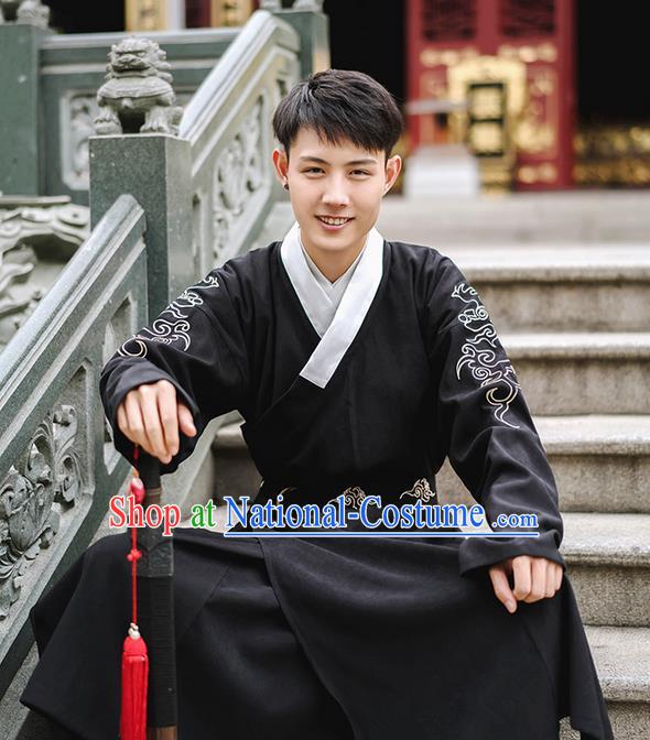 Traditional Chinese Ming Dynasty Young Men Embroidery Costume, Elegant Flying Fish Suit Chinese Ancient Swordsman Clothing for Men