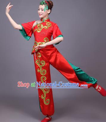 Traditional Chinese Yangge Fan Dancing Costume Modern dancing Dress Clothing