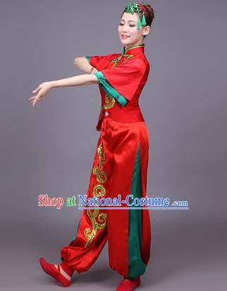 Traditional Chinese Yangge Fan Dancing Costume Modern dancing Dress Clothing