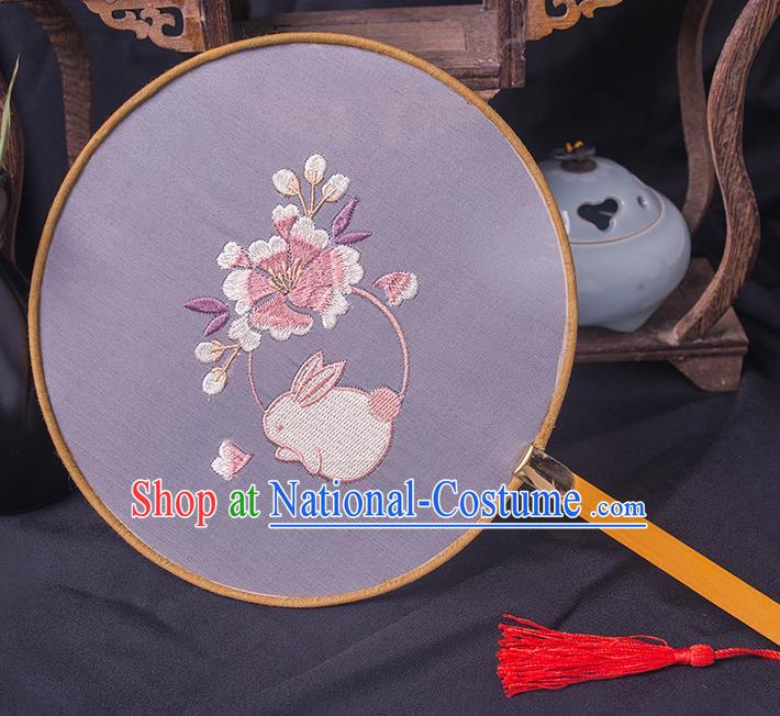 Traditional Chinese Ancient Hanfu Palace Princess Printing Flower Round Fans for Women