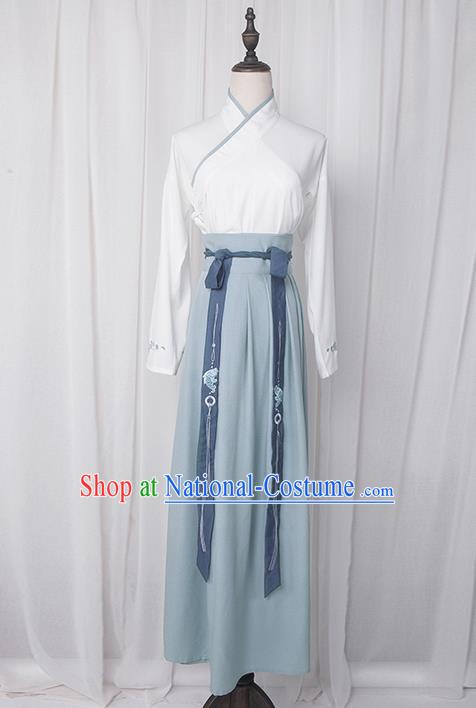 Traditional Chinese Han Dynasty Palace Princess Costume Blouse and Dress Complete Set, Elegant Hanfu Clothing Embroidered Fish Dress, Chinese Ancient Princess Clothing for Women