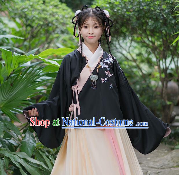 Traditional Chinese Han Dynasty Young Lady Costume, Elegant Hanfu Clothing Embroidered Blouse, Chinese Ancient Princess Clothing for Women