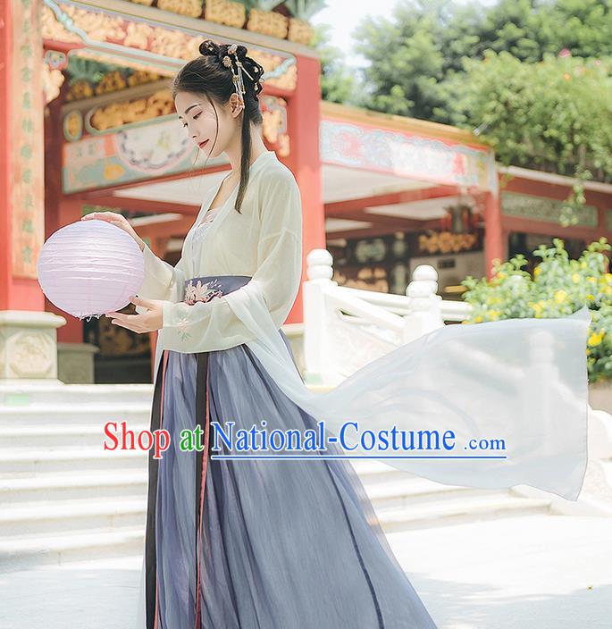 Traditional Chinese Tang Dynasty Young Lady Costume, Elegant Hanfu Clothing Embroidered Cardigan and Skirt, Chinese Ancient Princess Clothing for Women