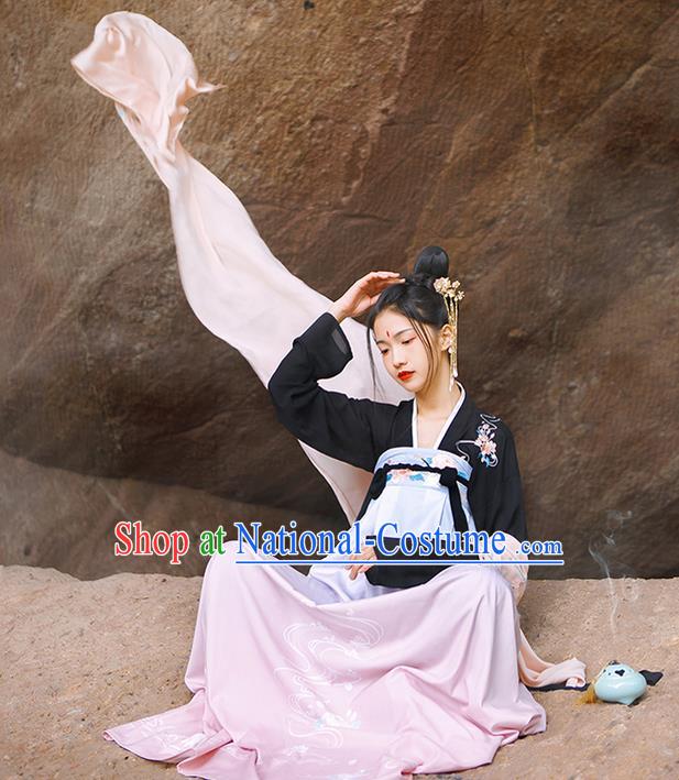 Traditional Chinese Tang Dynasty Palace Princess Costume, Elegant Hanfu Clothing Embroidered Crane Dress, Chinese Ancient Princess Clothing for Women