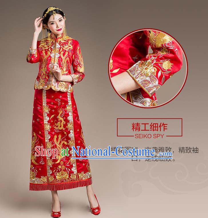 Traditional Chinese Wedding Costumes Traditional Xiuhe Suits Wedding Bride Dress Ancient Chinese bridal hair Accessory Headwear