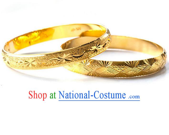 Traditional Chinese Wedding Gold Coating Bracelet, Ancient Chinese Bride Bangle for Women