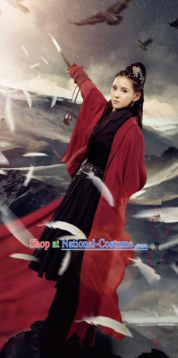 Traditional Chinese Song Dynasty Female Hero Costume, Chinese Ancient Hanfu Jiang Hu Swordsman Clothing for Women