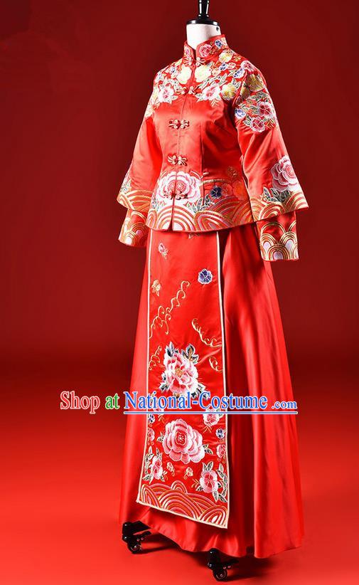 Traditional Chinese Wedding Costumes Traditional Xiuhe Suits Wedding Bride Dress Ancient Chinese bridal hair Accessory Headwear