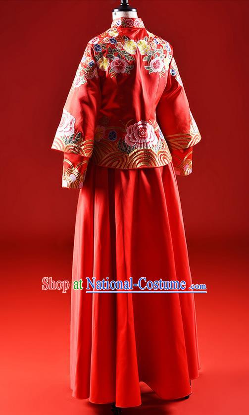 Traditional Chinese Wedding Costumes Traditional Xiuhe Suits Wedding Bride Dress Ancient Chinese bridal hair Accessory Headwear