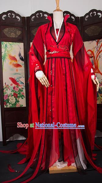 Traditional Chinese Han Dynasty Swordswoman Costume, Elegant Hanfu Cosplay Clothing Ancient Chinese Chivalrous Woman Dress