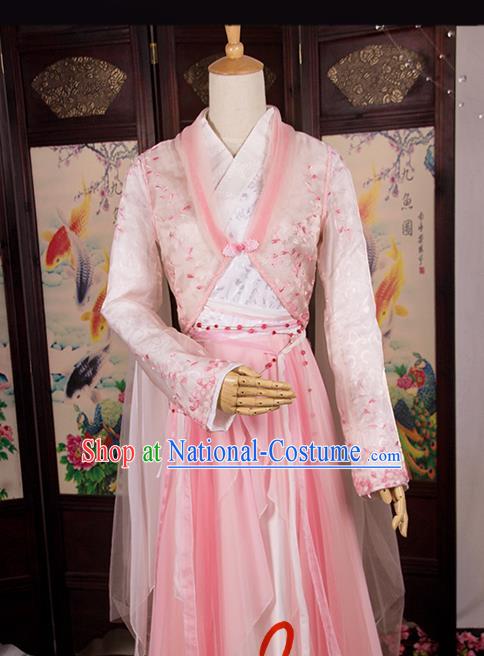 Traditional Chinese Song Dynasty Swordswoman Costume, Elegant Hanfu Cosplay Peri Clothing Ancient Chinese Princess Dance Dress for Women