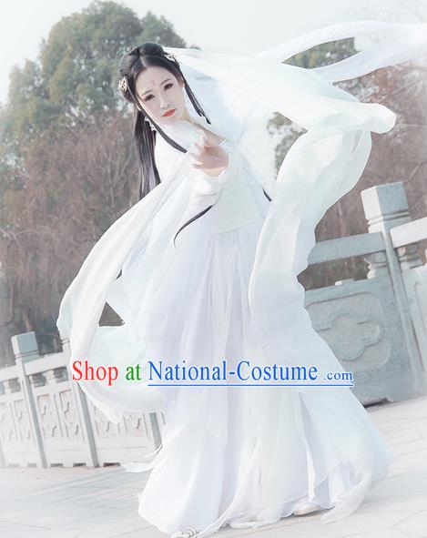 Traditional Chinese Han Dynasty Swordswoman Costume, Elegant Hanfu Cosplay Peri Clothing Ancient Chinese Little Dragon Maiden Dance Dress for Women