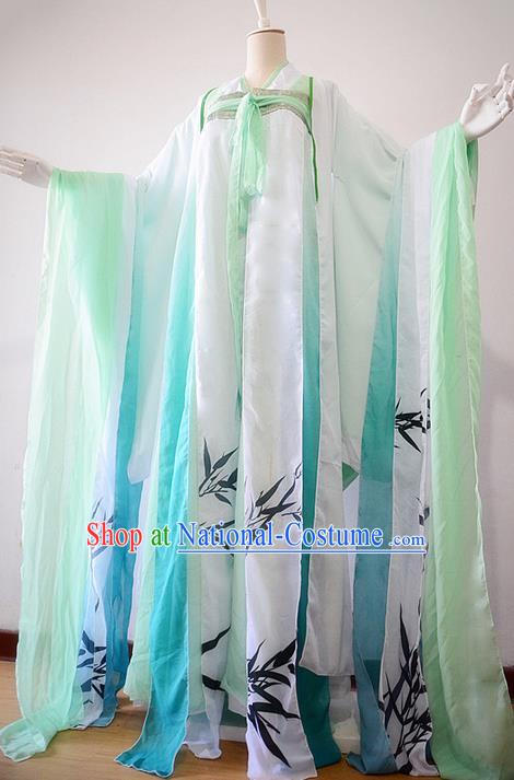 Traditional Chinese Cosplay Nobility Lady Costume, Chinese Ancient Painting Bamboo Hanfu Tang Dynasty Princess Dress Clothing for Women